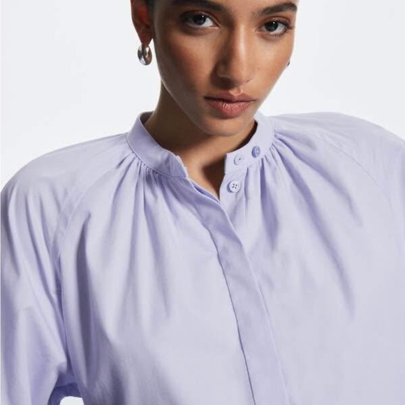 COS Sky Blue Gathered Neck Dress - Picture 9 of 14